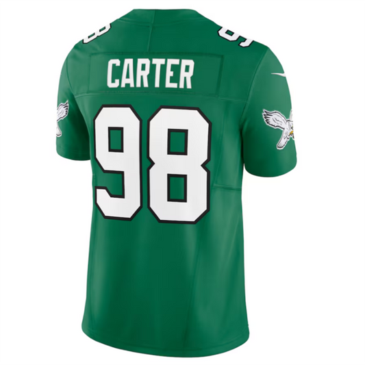 P.Eagles #98 Jalen Carter Player Green Alternate Vapor F.U.S.E. Limited Jersey Stitched American Football Jerseys