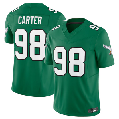 P.Eagles #98 Jalen Carter Player Green Alternate Vapor F.U.S.E. Limited Jersey Stitched American Football Jerseys