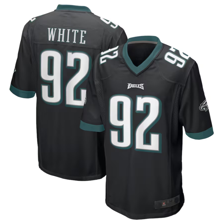 P.Eagles #92 Reggie White Player Black Retired Game Jersey Stitched American Football Jerseys