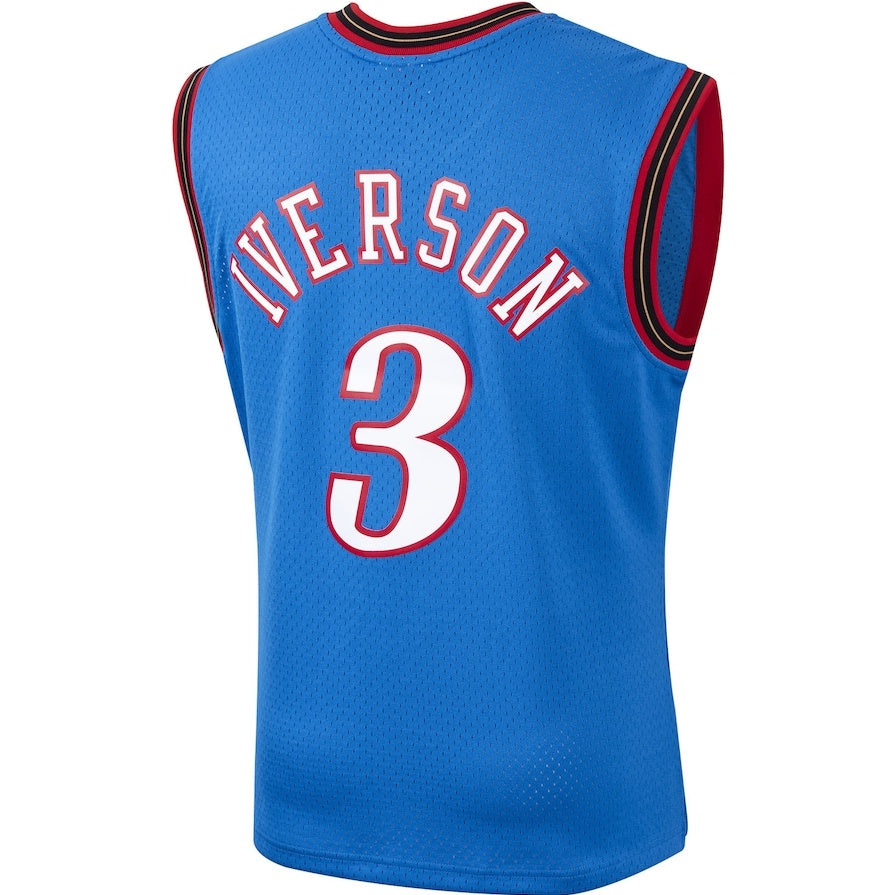 PH.76ers #3 Allen Iverson Player 1999-2000 Hardwood Classics Swingman Jersey - Royal Stitched American Basketball Jersey