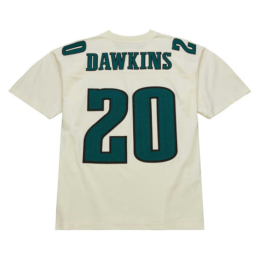 P.Eagles #20 Brian Dawkins Mitchell & Ness Chainstitch Legacy Player Jersey - Cream Stitched American Football Jerseys