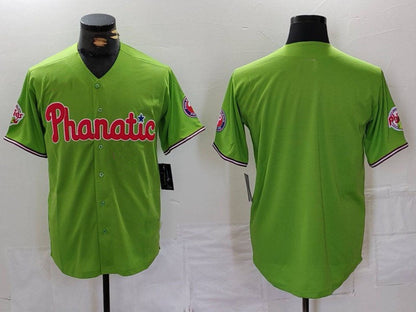 P.Phillies Blank Player Game Jersey Green With Patch Stitched Cool Base Baseball Jerseys