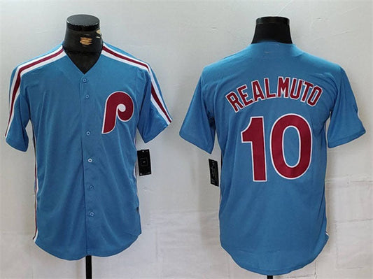 P.Phillies #10 J.T. Realmuto Player Blue Cool Base Stitched Baseball Jerseys