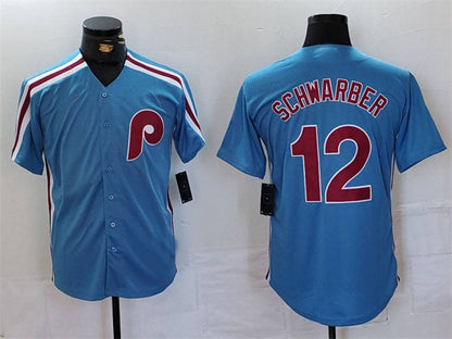 P.Phillies #12 Kyle Schwarber Player Blue Cool Base Stitched Baseball Jerseys