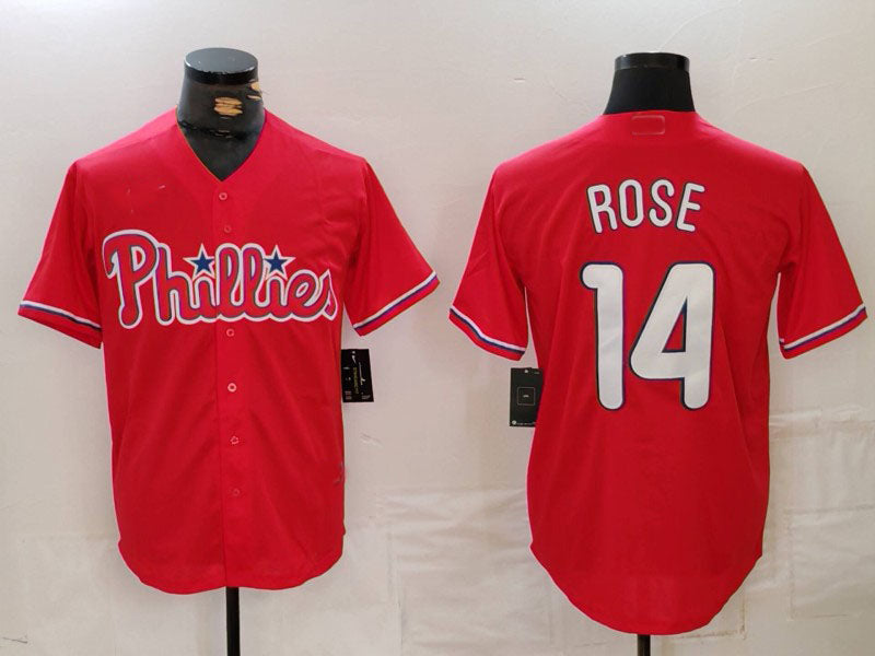 P.Phillies #14 Pete Rose Player Game Jersey Red Cool Base Stitched Baseball Jerseys