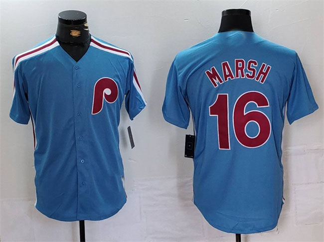 P.Phillies #16 Brandon Marsh Player Jersey Blue Cool Base Stitched Baseball Jerseys