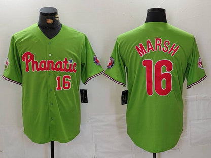 P.Phillies #16 Brandon Marsh Player Green With Patch Stitched Cool Base Baseball Jerseys