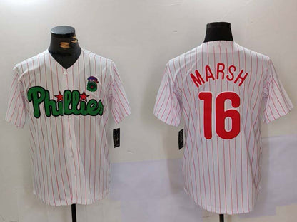 P.Phillies #16 Brandon Marsh Player White Green Cool Base Stitched Baseball Jerseys