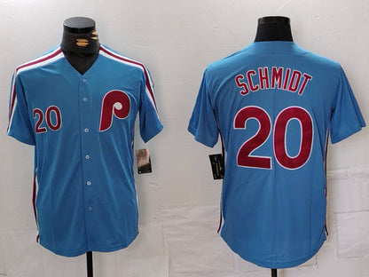 P.Phillies #20 Mike Schmidt Player Light Blue Cooperstown Cool Base Baseball Jerseys