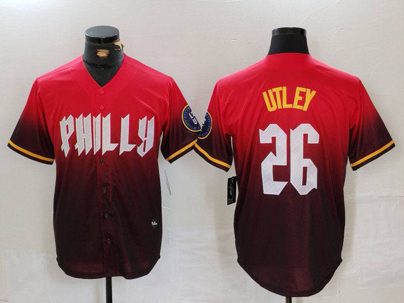 P.Phillies #26 Chase Utley Player Red Limited Stitched Baseball Jerseys