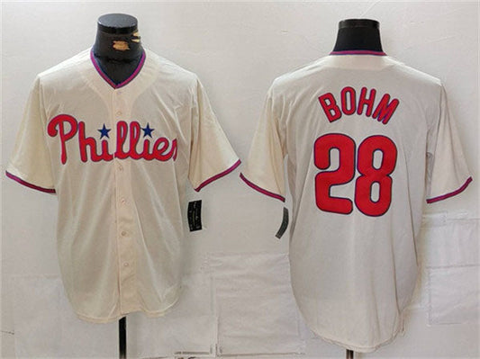 P.Phillies #28 Alec Bohm Player Cream Cool Base Stitched Baseball Jerseys