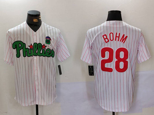 P.Phillies #28 Alec Bohm Player White Green Cool Base Stitched Baseball Jerseys