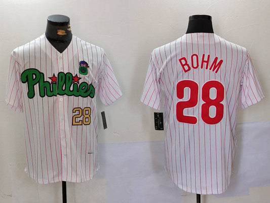 P.Phillies #28 Alec Bohm Player Game Jersey White Green Cool Base Stitched Baseball Jerseys