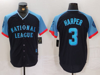 P.Phillies #3 Bryce Harper Navy Player Jersey All Star Limited Stitched Baseball Jerseys