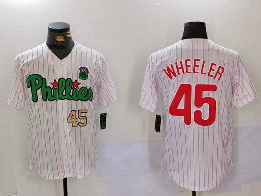 P.Phillies #45 Zack Wheeler White Green Player Jersey Cool Base Stitched Baseball Jerseys