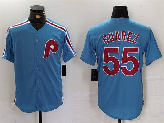 P.Phillies #55 Ranger Suárez Player Game Jersey Blue Cool Base Stitched Baseball Jerseys