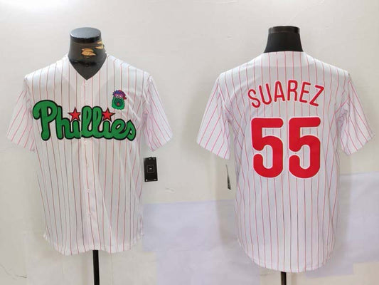 P.Phillies #55 Ranger Suárez White Green Player Game Jersey Cool Base Stitched Baseball Jerseys