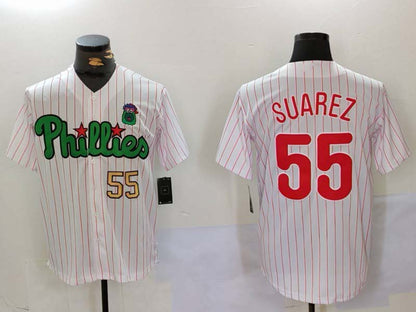 P.Phillies #55 Ranger Suárez Player White Green Cool Base Stitched Baseball Jerseys