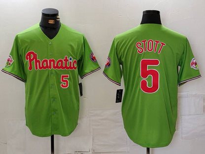 P.Phillies #5 Bryson Stott Player Green With Patch Stitched Cool Base Baseball Jerseys