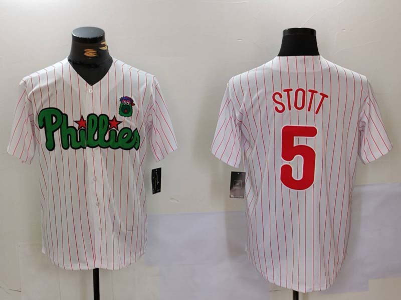 P.Phillies #5 Bryson Stott White Green Player Jersey Cool Base Stitched Baseball Jerseys