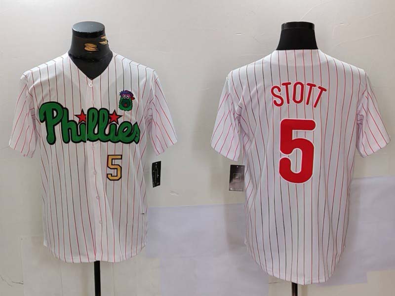 P.Phillies #5 Bryson Stott Player White Green Cool Base Stitched Baseball Jerseys