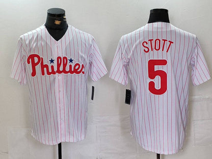 P.Phillies #5 Bryson Stott Player White Pinstripe Stitched Cool Base Baseball Jerseys