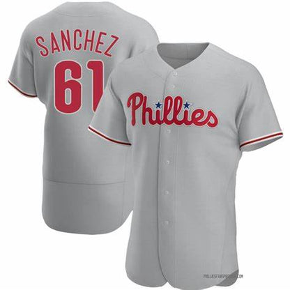 P.Phillies #61 Cristopher Sanchez Player Grey Flex Base Stitched Baseball Jerseys