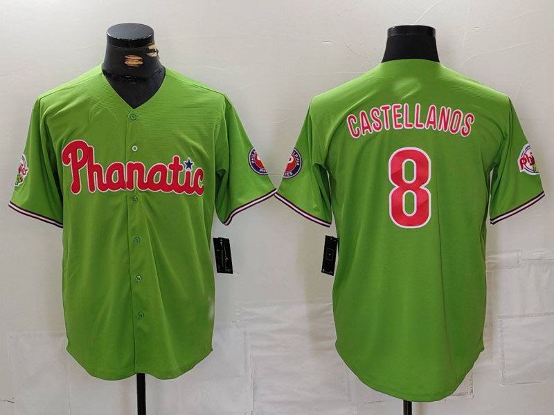 P.Phillies #8 Nick Castellanos Player Green With Patch Stitched Cool Base Baseball Jerseys