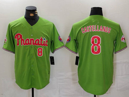 P.Phillies #8 Nick Castellanos Green With Patch Stitched Cool Base Player Baseball Jerseys