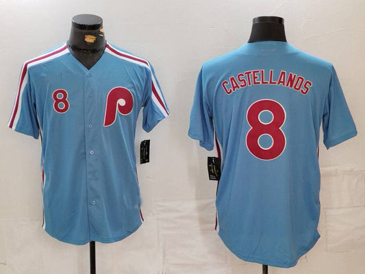 P.Phillies #8 Nick Castellanos Player Light Blue Cooperstown Cool Base Baseball Jerseys