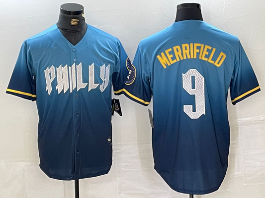 P.Phillies #9 Whit Merrifield Player Blue City Connect Limited Stitched Baseball Jerseys