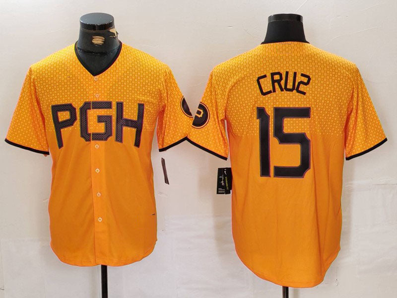 P.Pirates #15 Oneil Cruz Player Gold City Connect Stitched Baseball Jerseys