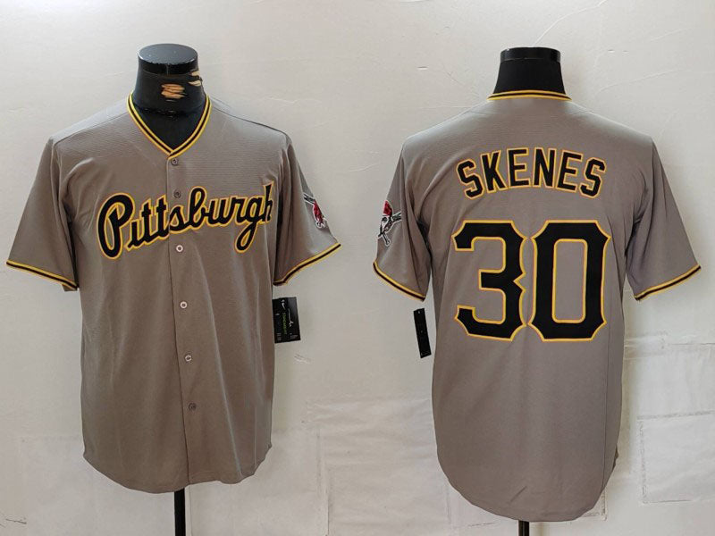 P.Pirates #30 Paul Skenes Grey Player Game Jersey Stitched Baseball Jerseys