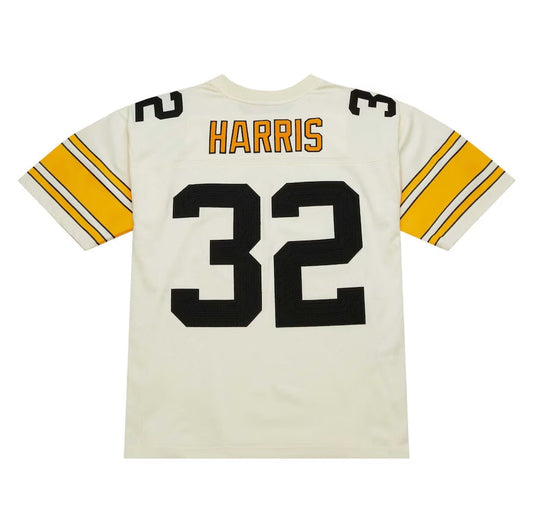 P.Steelers #32 Franco Harris Mitchell & Ness Chainstitch Legacy Player Jersey - Cream Stitched American Football Jerseys