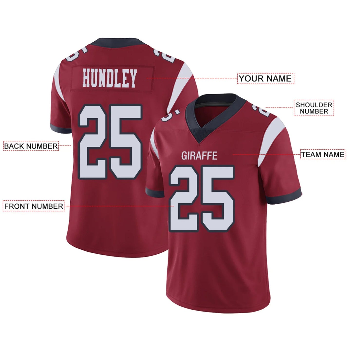 Custom H.Texans Red Personalized Design Your Own Name and Number for Men Women Youth Jerseys