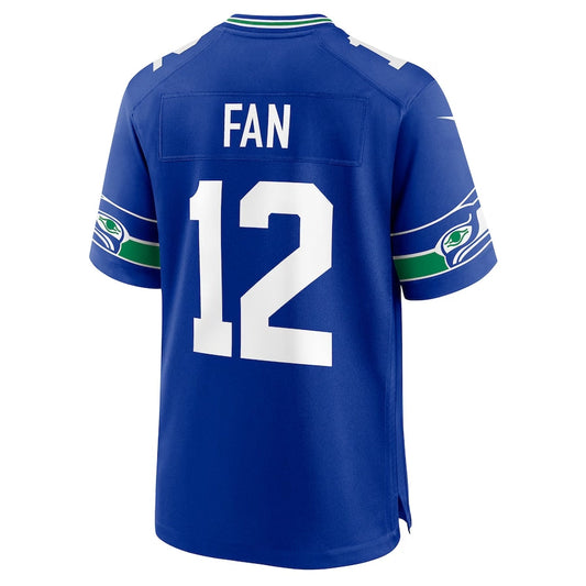 S.Seahawks #12s FAN Royal Throwback Player Game Stitched American Football Jerseys