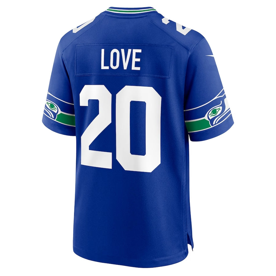 S.Seahawks #20 Julian Love Royal Throwback Player Game Stitched American Football Jerseys