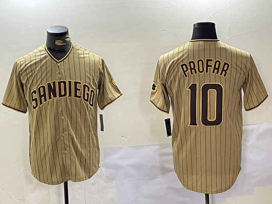 S.Diego Padres #10 Jurickson Profar Player Khaki Team Logo Cool Base Stitched Baseball Jerseys