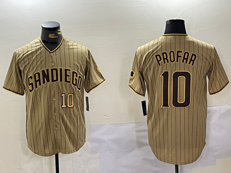 S.Diego Padres #10 Jurickson Profar Khaki Player Cool Base Stitched Baseball Jerseys