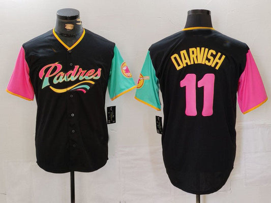 S.Diego Padres #11 Yu Darvish Player Game Jersey Black Fashion Baseball Jerseys