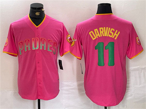 S.Diego Padres #11 Yu Darvish Player Pink Cool Base Stitched Baseball Jerseys