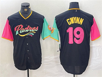 S.Diego Padres #19 Tony Gwynn Player Black City Connect Cool Base Stitched Baseball Jersey