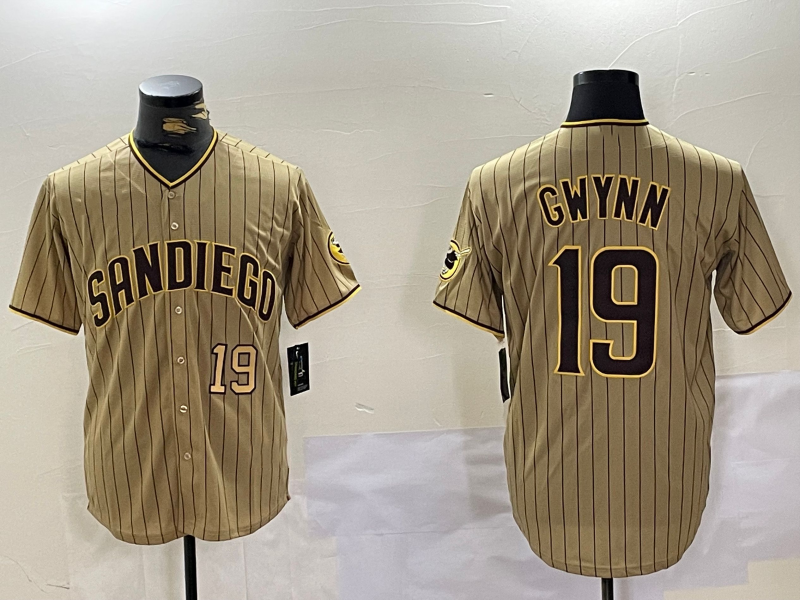 San Diego Padres #19 Tony Gwynn Khaki Cool Base Stitched Baseball Jerseys Player Jersey