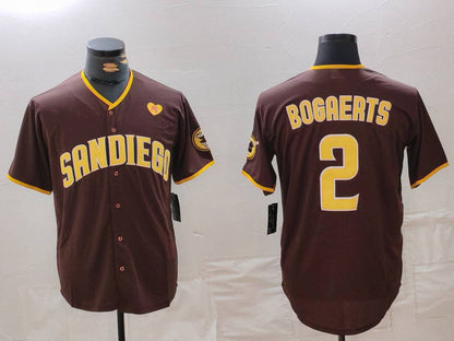 S.Diego Padres #2 Xander Bogaerts Brown Player Jersey With PS Patch Cool Base Stitched Baseball Jerseys