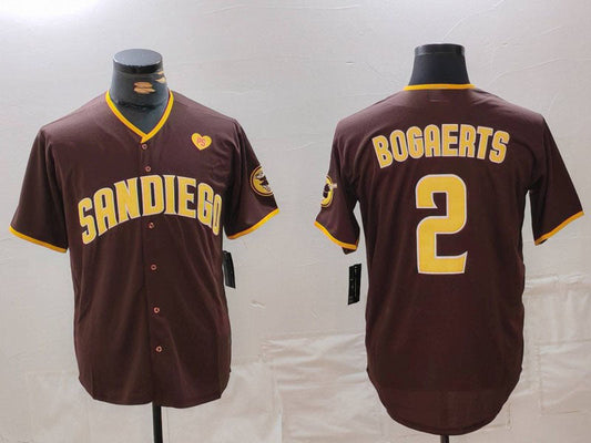 S.Diego Padres #2 Xander Bogaerts Brown Player Jersey With PS Patch Cool Base Stitched Baseball Jerseys