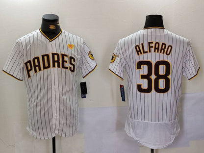 S.Diego Padres #38 Jorge Alfaro Player White With PS Patch Stitched Flex Base Baseball Jerseys