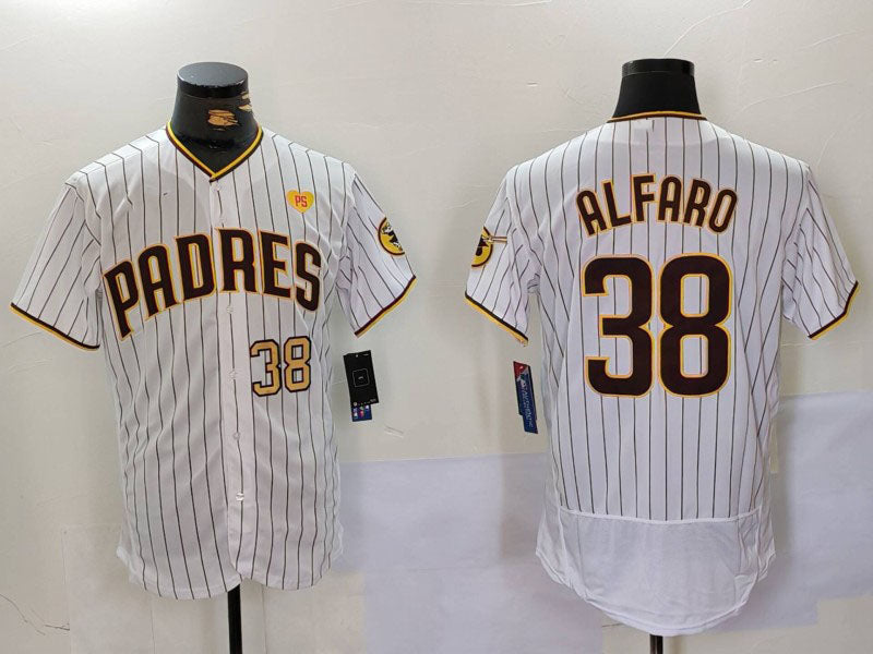 S.Diego Padres #38 Jorge Alfaro White With PS Patch Stitched Flex Base Baseball Jerseys Player Jersey