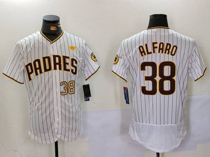 S.Diego Padres #38 Jorge Alfaro White With PS Patch Stitched Flex Base Baseball Jerseys Player Jersey