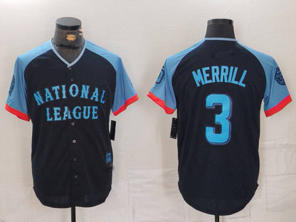 S.Diego Padres #3 Jackson Merrill Player Navy All Star Limited Stitched Baseball Jerseys