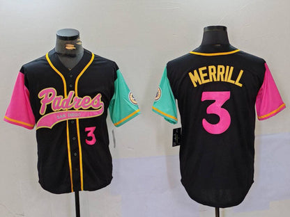 S.Diego Padres #3 Jackson Merrill Player Black City Connect Cool Base Stitched Baseball Jerseys